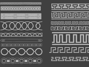 Set di 80 modanature intagliate in poli basso con curva IMM Set di pennelli IMM per file Zbrush fbx e obj Modello 3D