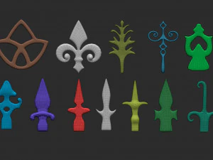 Set di pennelli IMM da 85 decalcomanie con ornamenti floreali barocchi intagliati in polietilene medio basso e forme di binari Modello 3D