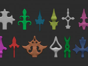 Set di pennelli IMM da 85 decalcomanie con ornamenti floreali barocchi intagliati in polietilene medio basso e forme di binari Modello 3D
