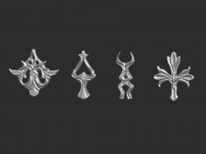Set di pennelli IMM da 85 decalcomanie con ornamenti floreali barocchi intagliati in polietilene medio basso e forme di binari Modello 3D