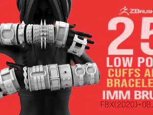 25 low poly arm cuff and bracelet shapes IMM set 3D Model
