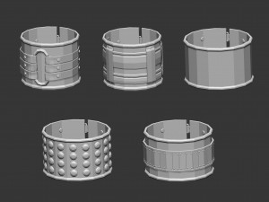 25 low poly arm cuff and bracelet shapes IMM set 3D Model