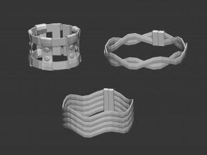 25 low poly arm cuff and bracelet shapes IMM set 3D Model
