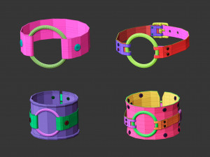 25 low poly arm cuff and bracelet shapes IMM set 3D Model