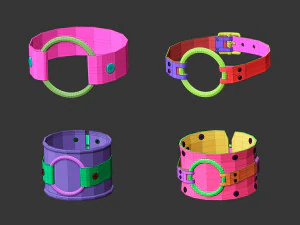25 low poly arm cuff and bracelet shapes IMM set 3D Model