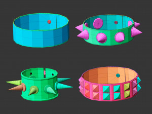 25 low poly arm cuff and bracelet shapes IMM set 3D Model
