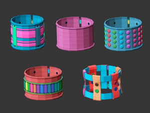 25 low poly arm cuff and bracelet shapes IMM set 3D Model