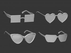 30 low poly glasses base mesh shapes IMM brush set for Zbrush fbx and obj files 3D Model