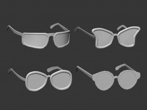 30 low poly glasses base mesh shapes IMM brush set for Zbrush fbx and obj files 3D Model
