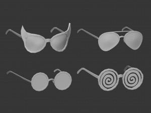 30 low poly glasses base mesh shapes IMM brush set for Zbrush fbx and obj files 3D Model