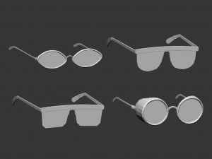 30 low poly glasses base mesh shapes IMM brush set for Zbrush fbx and obj files 3D Model