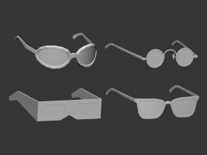 30 low poly glasses base mesh shapes IMM brush set for Zbrush fbx and obj files 3D Model