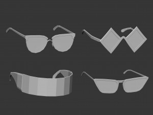 30 low poly glasses base mesh shapes IMM brush set for Zbrush fbx and obj files 3D Model