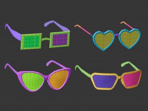 30 low poly glasses base mesh shapes IMM brush set for Zbrush fbx and obj files 3D Model