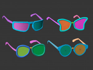 30 low poly glasses base mesh shapes IMM brush set for Zbrush fbx and obj files 3D Model