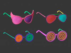 30 low poly glasses base mesh shapes IMM brush set for Zbrush fbx and obj files 3D Model