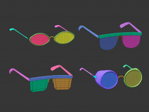 30 low poly glasses base mesh shapes IMM brush set for Zbrush fbx and obj files 3D Model