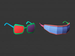 30 low poly glasses base mesh shapes IMM brush set for Zbrush fbx and obj files 3D Model