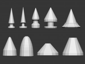 50 low poly studs and spikes base mesh shapes IMM brush set for Zbrush fbx and obj files 3D 模型