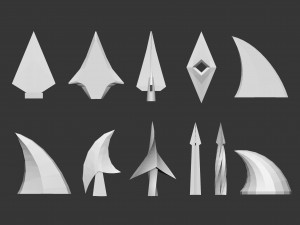 50 low poly studs and spikes base mesh shapes IMM brush set for Zbrush fbx and obj files 3D 模型