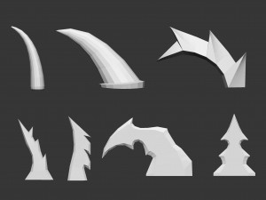 50 low poly studs and spikes base mesh shapes IMM brush set for Zbrush fbx and obj files 3D 模型