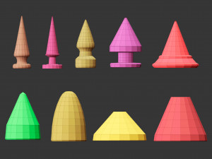50 low poly studs and spikes base mesh shapes IMM brush set for Zbrush fbx and obj files 3D 模型