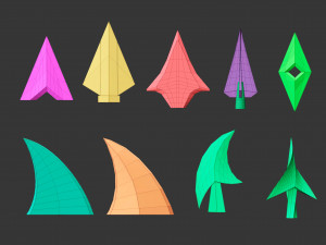 50 low poly studs and spikes base mesh shapes IMM brush set for Zbrush fbx and obj files 3D 模型