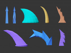 50 low poly studs and spikes base mesh shapes IMM brush set for Zbrush fbx and obj files 3D 模型