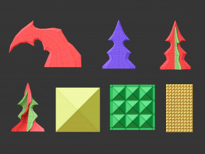 50 low poly studs and spikes base mesh shapes IMM brush set for Zbrush fbx and obj files 3D 模型