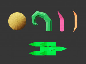 50 low poly studs and spikes base mesh shapes IMM brush set for Zbrush fbx and obj files 3D 模型