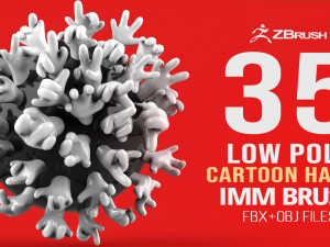 35 low poly four fingered cartoon hands and gestures IMM brush set for Zbrush fbx and obj files 3D मॉडल