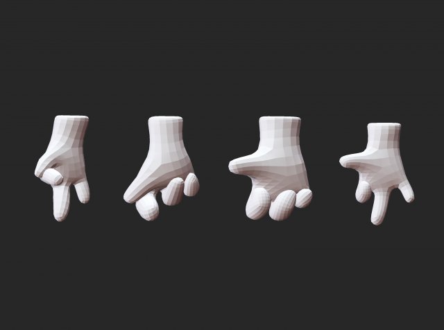 35 Low Poly Four Fingered Cartoon Hands And Gestures IMM Brush Set.