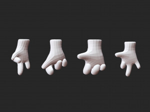 35 low poly four fingered cartoon hands and gestures IMM brush set for Zbrush fbx and obj files Modèle 3D