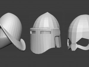 30 Low-poly medieval fantasy armor helmets base mesh shapes IMM zbrush set and fbx obj files 3D Model