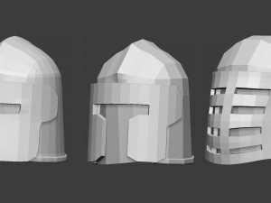 30 Low-poly medieval fantasy armor helmets base mesh shapes IMM zbrush set and fbx obj files 3D Model