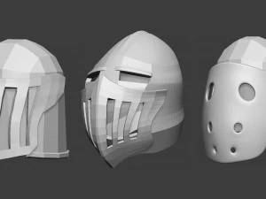30 Low-poly medieval fantasy armor helmets base mesh shapes IMM zbrush set and fbx obj files 3D Model