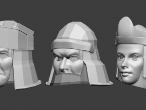 30 Low-poly medieval fantasy armor helmets base mesh shapes IMM zbrush set and fbx obj files 3D Model