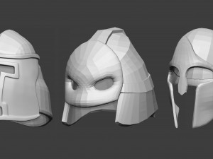 30 Low-poly medieval fantasy armor helmets base mesh shapes IMM zbrush set and fbx obj files 3D Model