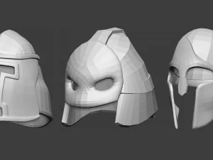 30 Low-poly medieval fantasy armor helmets base mesh shapes IMM zbrush set and fbx obj files 3D Model