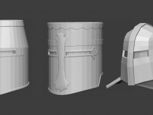 30 Low-poly medieval fantasy armor helmets base mesh shapes IMM zbrush set and fbx obj files 3D Model