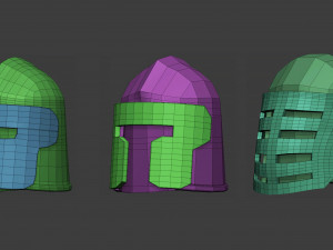 30 Low-poly medieval fantasy armor helmets base mesh shapes IMM zbrush set and fbx obj files 3D Model