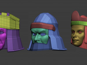 30 Low-poly medieval fantasy armor helmets base mesh shapes IMM zbrush set and fbx obj files 3D Model
