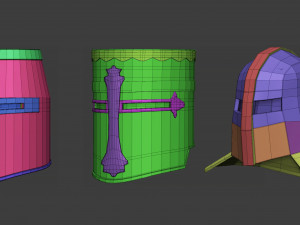 30 Low-poly medieval fantasy armor helmets base mesh shapes IMM zbrush set and fbx obj files 3D Model