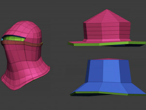 30 Low-poly medieval fantasy armor helmets base mesh shapes IMM zbrush set and fbx obj files 3D Model