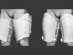 20 Low-poly medieval fantasy leg knee and feet armor base mesh IMM brush set for Zbrush FBX OBJ 3D Model