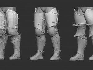 20 Low-poly medieval fantasy leg knee and feet armor base mesh IMM brush set for Zbrush FBX OBJ 3D Model
