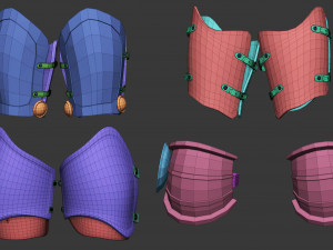 20 Low-poly medieval fantasy leg knee and feet armor base mesh IMM brush set for Zbrush FBX OBJ 3D Model