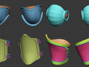 20 Low-poly medieval fantasy leg knee and feet armor base mesh IMM brush set for Zbrush FBX OBJ 3D Model