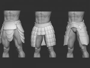 20 Low-poly medieval fantasy waist armor base mesh IMM brush set for Zbrush FBX and OBJ files 3D Model