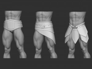 20 Low-poly medieval fantasy waist armor base mesh IMM brush set for Zbrush FBX and OBJ files Modelo 3D